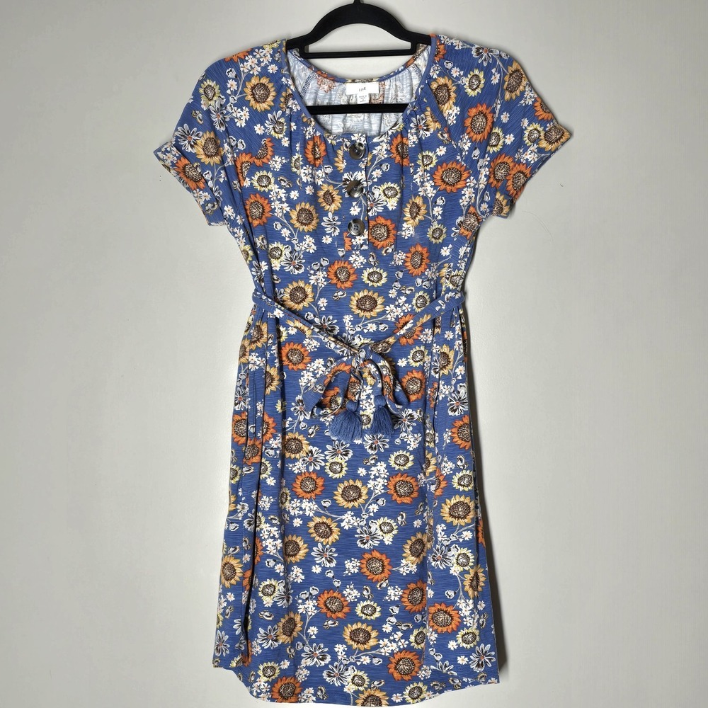 J. Jill Floral Shift Dress Women Size S Colorful Side Pockets Stretch‎ Dopamine
